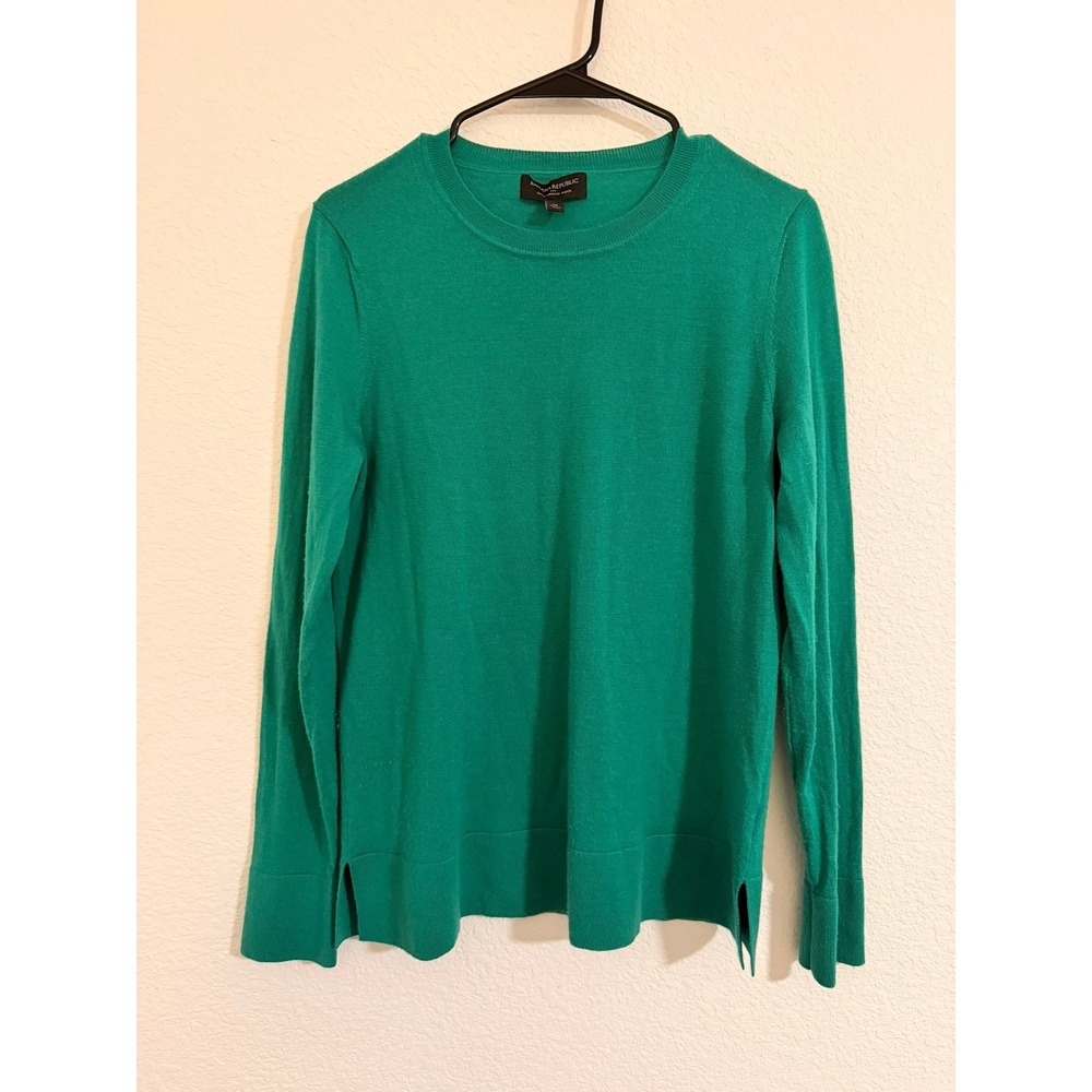 Banana Republic Womens Green 100% Merino Wool Crewneck Sweater S/595643-01 M